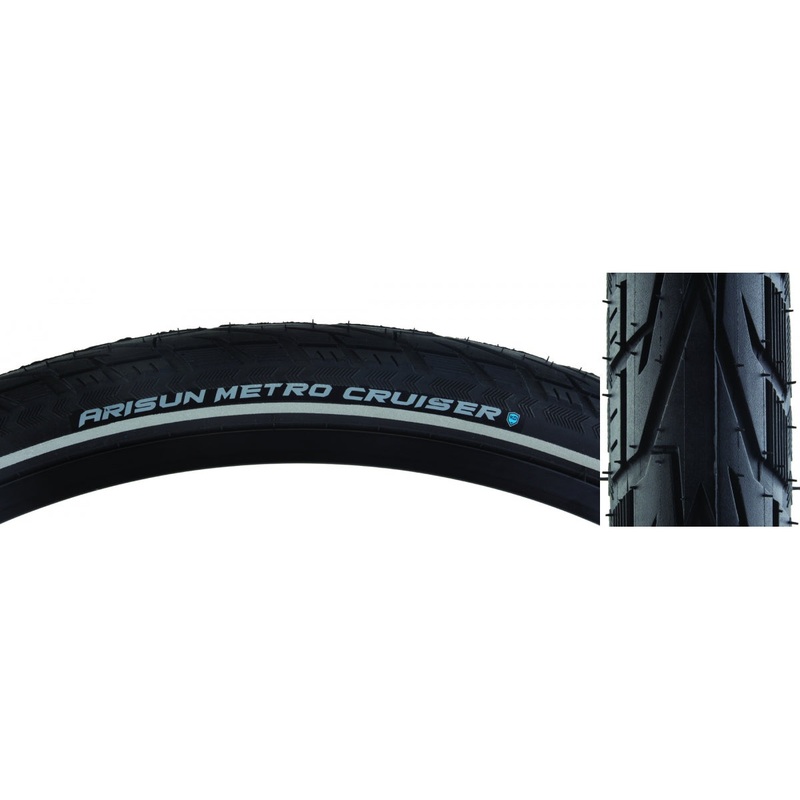 Arisun Metro Cruiser 700×38 Wire TPI 30 PSI 75 Black/Black Reflective Road Tire T070109