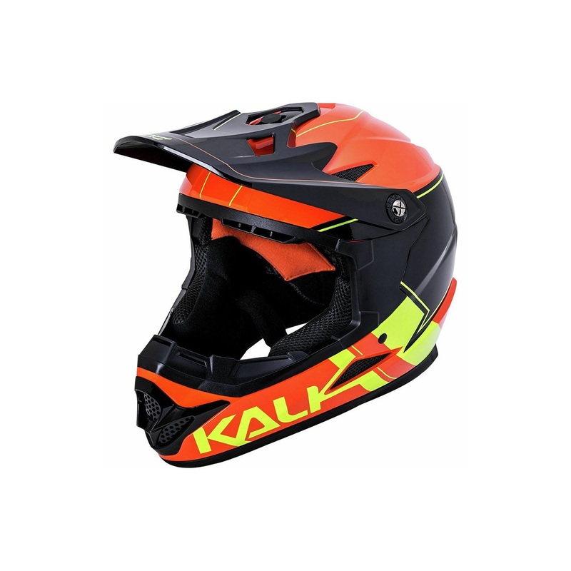 Kali Zoka Full Face Helmet – Switchback – Youth – Gloss Orange-Flo Yellow-Black Gloss Orange – Flo Yellow – Black Medium