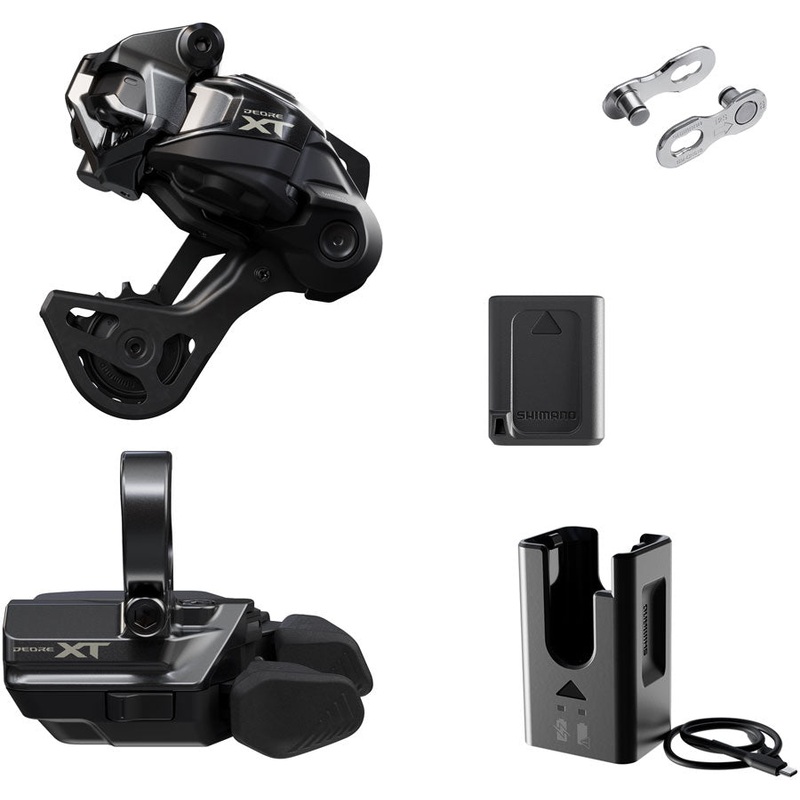 Shimano Deore XT M8250 Di2 Wireless Upgrade Kit – M8250-GS Rear Derailleur, M8250-R Shifter, Battery, Charger, Quick