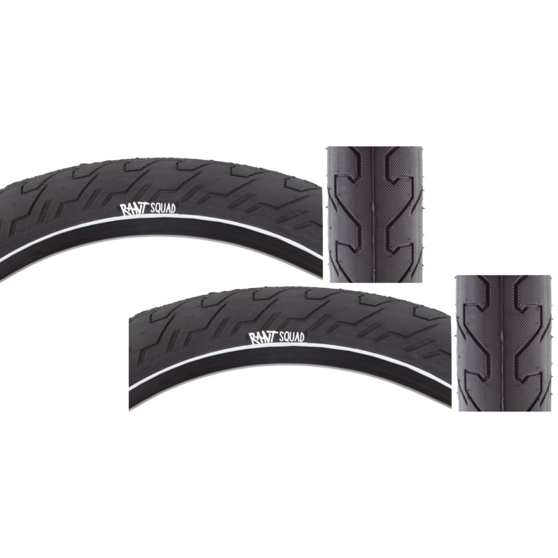 Pack of 2 Rant Squad 20 x 2.3 Clincher Wire TPI 60 PSI 60 Black/Wht Reflective Tire 421-18078
