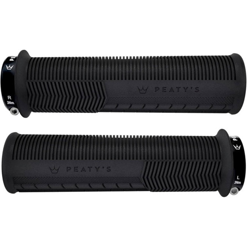 Peaty’s Mushroom Thin Lock-On Grips – Black Black 130mm x 30mm