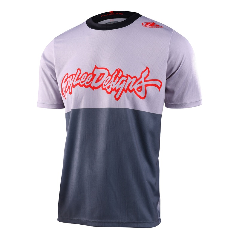 Troy Lee Designs Flowline Short Sleeve MTB Jersey – Scripter – Charcoal – 2023 Charcoal Small