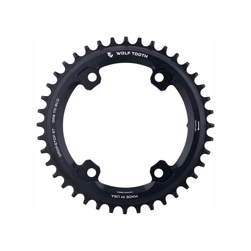 Wolf Tooth Components GRX Asymmetric 4 Bolt Road Chainring – Black Black 36t – 110mm BCD Drop-Stop ST