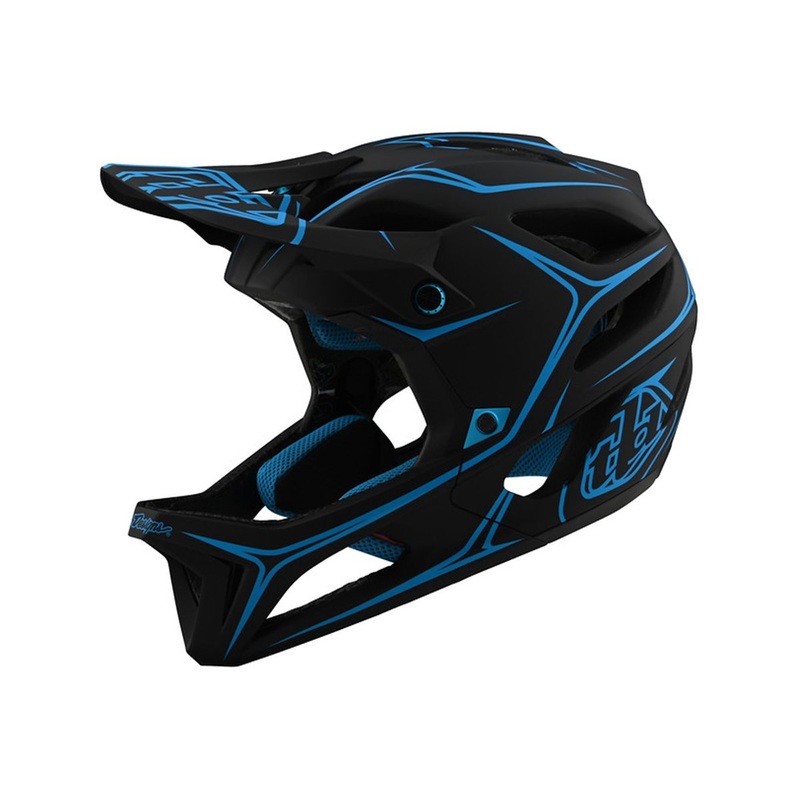 Troy Lee Designs Stage Full Face Helmet – Pinstripe – Black-Cyan Black – Cyan X-Small/Small