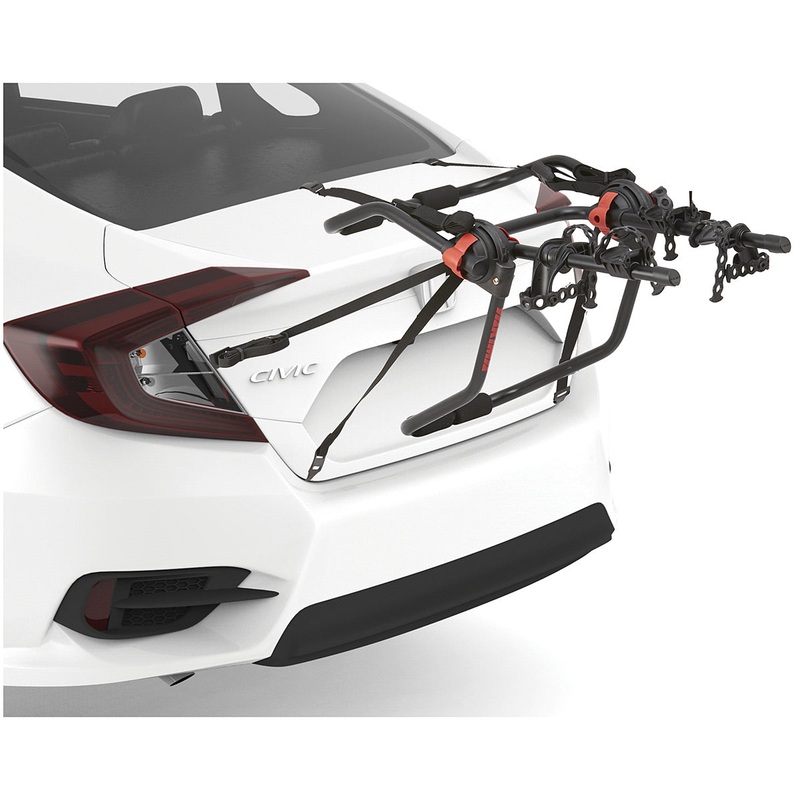 Yakima HangOut Trunk Bike Racks | 2-Bike & 3-Bike Car Roof & Boot Mounts with Secure StableCradles, Adjustable Straps, & Fold Flat Design 2