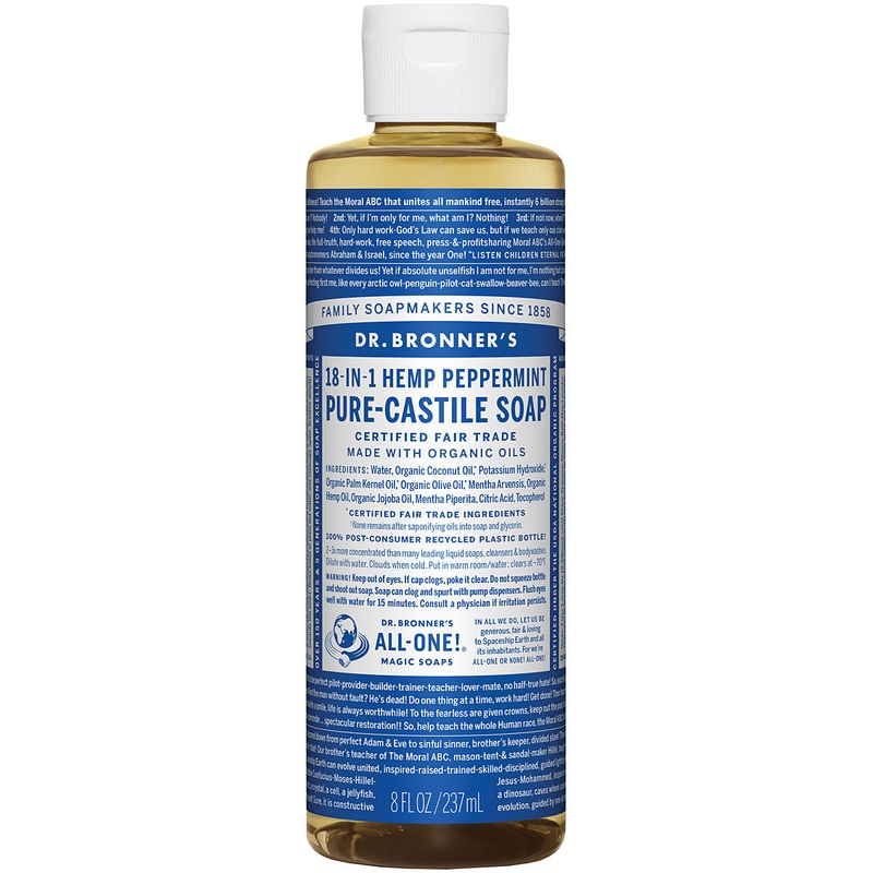 Dr. Bronner’s Peppermint Liquid Soap & Shampoo – 8 oz All-in-One Cleanser
