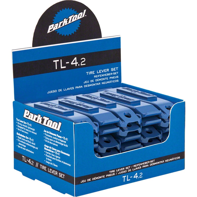 Park Tool TL-4.2 Tire Lever Set & Display Case  Durable, Lightweight Bicycle Tire Removal Tools with Spoke Hook, Perfect for Tubeless & Tight Beads Box of 25 pair