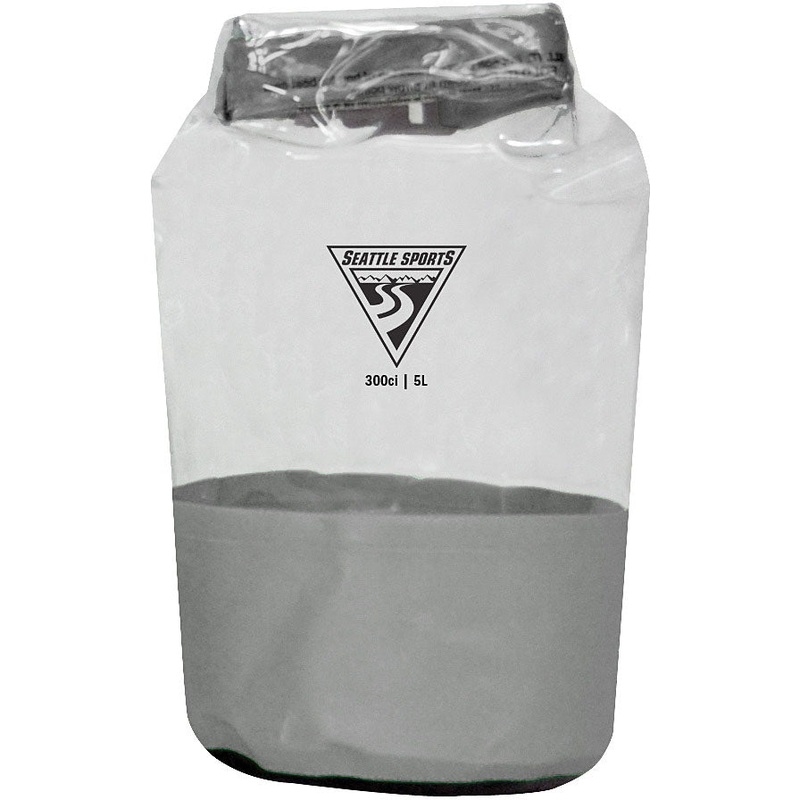 Seattle Sports Glacier Clear Dry Bags  Waterproof Vinyl Gear Storage with 3-Roll Closure, Reinforced Bottom & Color-Coded Sizes 5L GREY