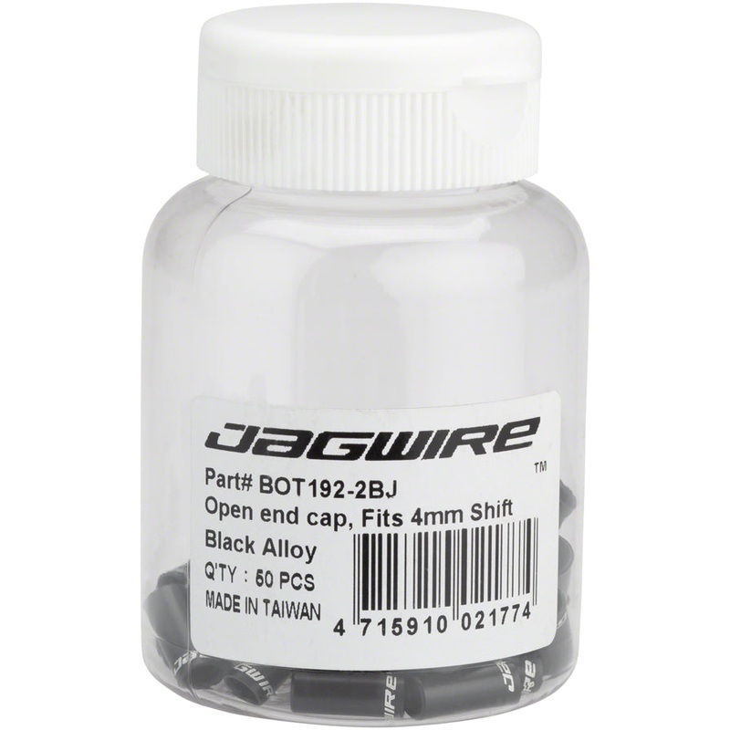 Jagwire 4mm Open Alloy End Caps Bottle of 50 Black