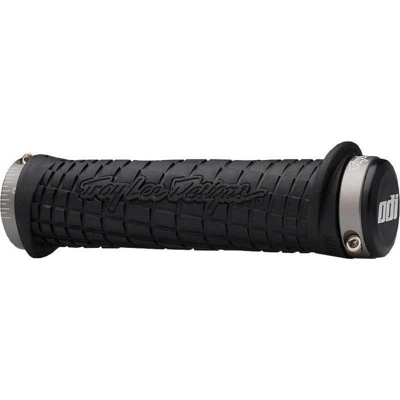 ODI 130mm Troy Lee Lock On Grips Black Gray Flanged Round Slim 22.2mm Bar
