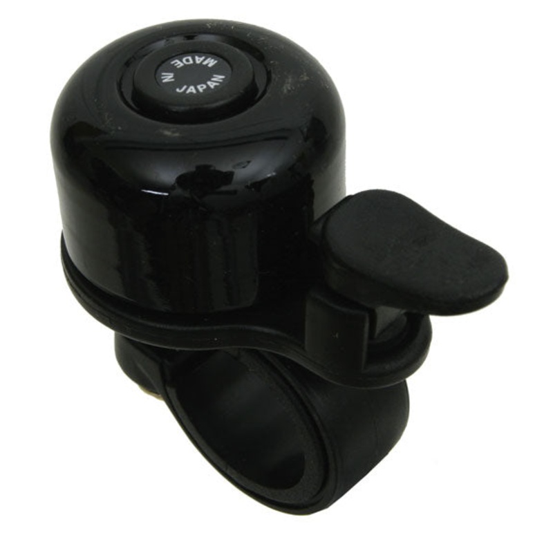 Osaka Rin Rin Mini Bell Collection  Brass & Plastic Bicycle Bell with Striker Ringer, Adjustable Clamp, Japanese Craftsmanship, Stylish & Durable Cycling Accessories Black