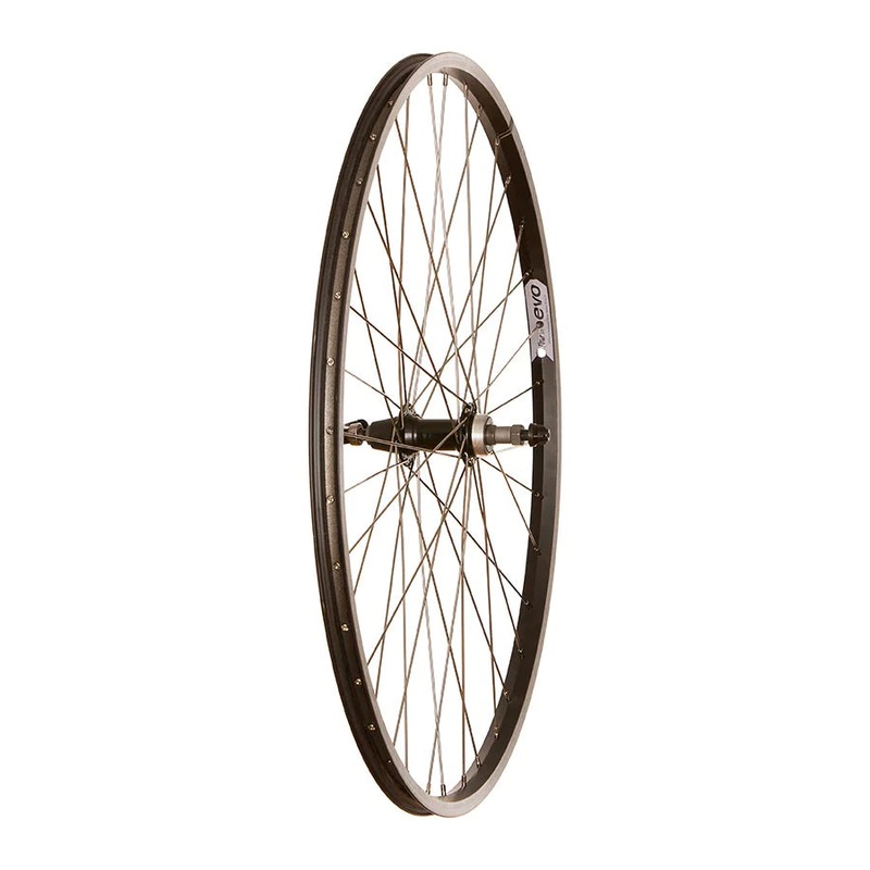 Wheel Shop Evo Tour 20 700c Road Wheel – Rear Black 135mmQR -36h – Rim Brake – Freewheel