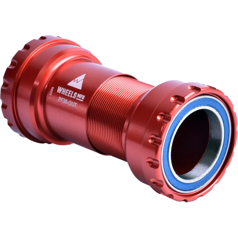 Wheels Manufacturing PF30 Outboard Bottom Bracket – For 30mm Spindle, ABEC-3 Bearings, PressFit Thread Together, Red