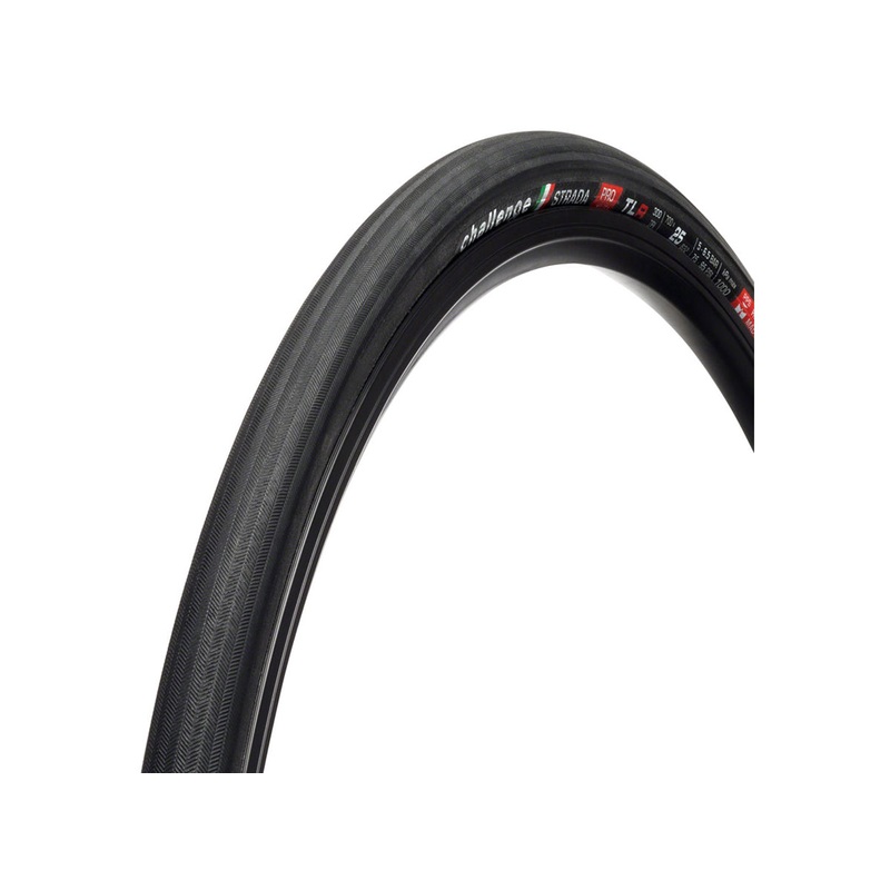 Challenge Strada Pro 700c Folding Tubeless Road Tire – Black Black 25c