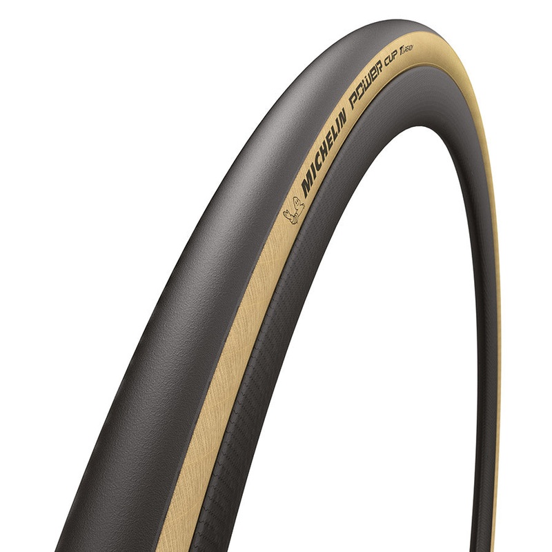 Michelin Power Cup TLR Road Tire, 700x32C, Folding, Tubeless Ready, GUM-X, Tubeless Shield, 4×120, Tanwall 53440