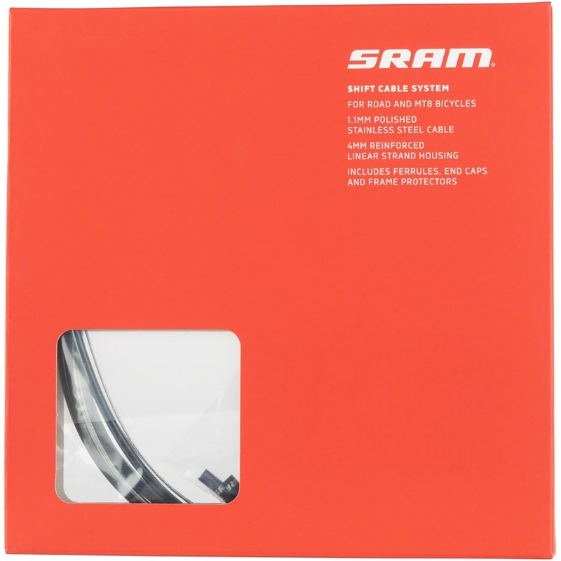 SRAM Stainless Steel Shift Cable Housing Kit – Road/MTB – 4mm Reinforced Linear Strand – Black Housing
