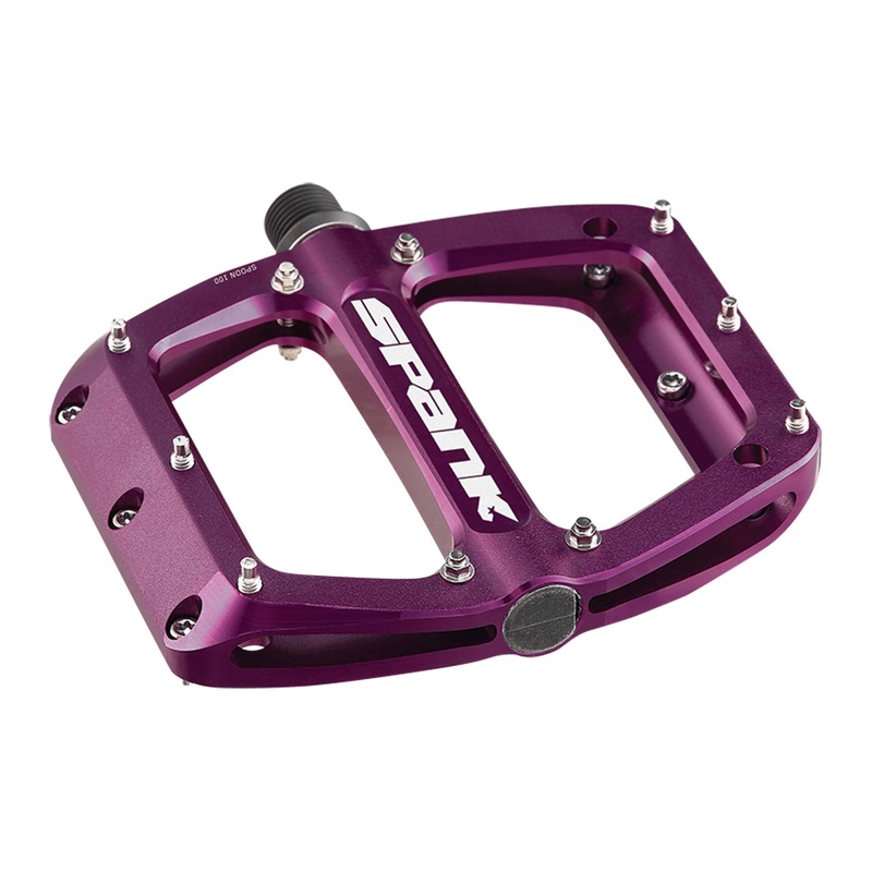 Premium Aluminum Spank Spoon 110 Pedals with Cold Forged CrMo Axles, Sealed Bearings & Enhanced Cornering Clearance for Cyclists Purple