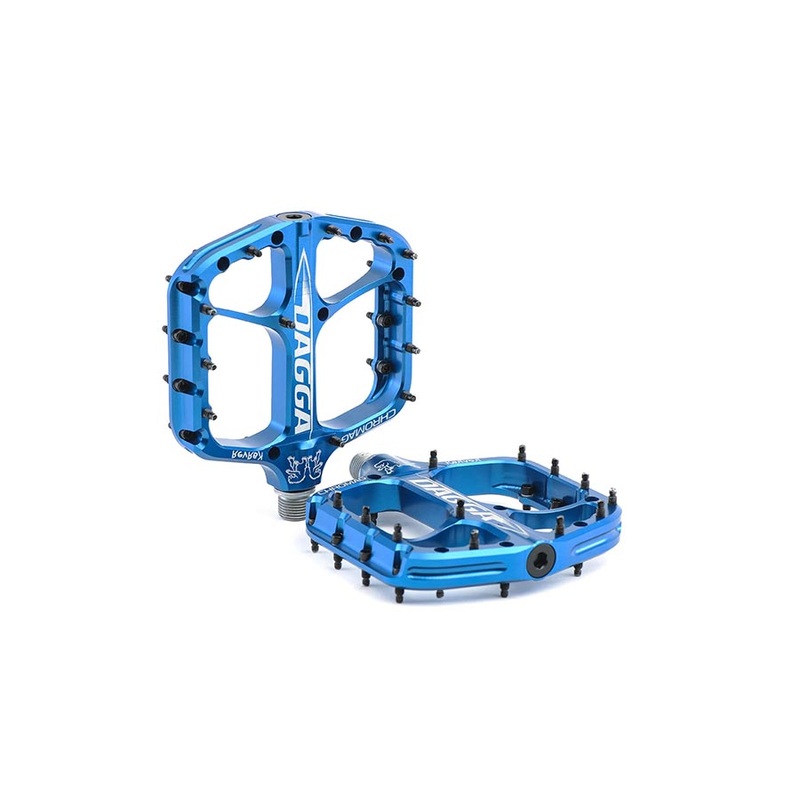 Chromag Dagga Platform Pedals  Aluminum Body, Cr-Mo Spindle, Tunable Pins, Concave Design, Superior Stability & High-Impact Performance Blue