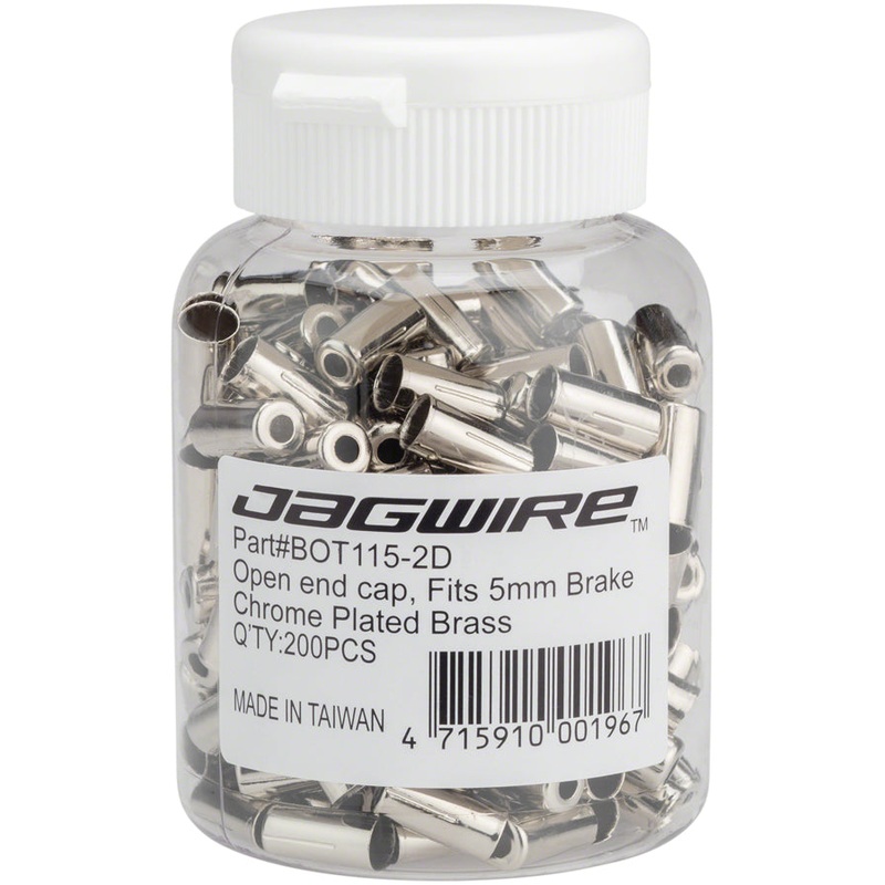 Jagwire 5mm Open Pre-Crimped End Caps Bottle of 200 Chome Plated