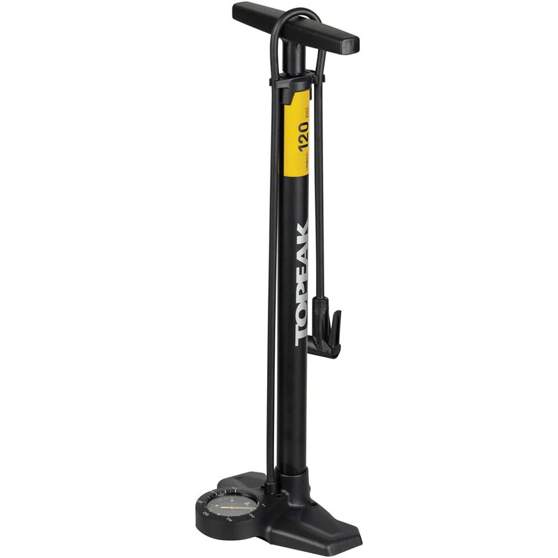 Topeak Urban EX Floor Pump Black – Sand Steel Barrel/Plastic Base/3.5″ Base Mount Gauge/120 Psi /8 Bar/Smarthead Presta / Schrader