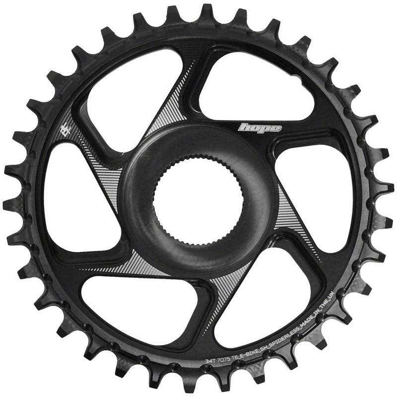 Hope Spiderless Chainring –  34T, R22,  Ebike,  Shimano,  Black