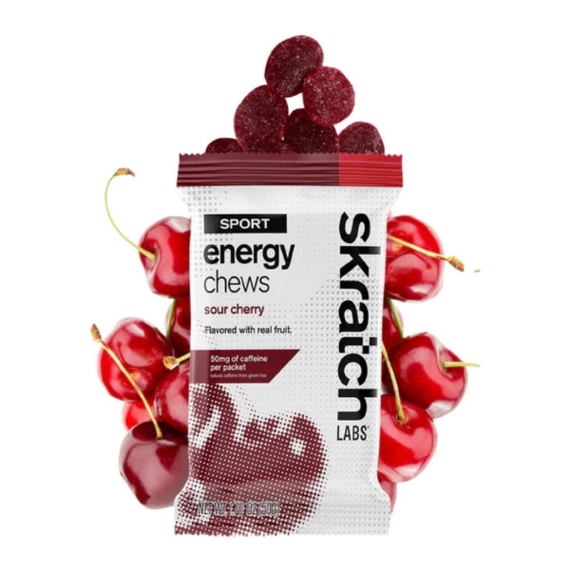Skratch Labs Sport Energy Chews – Caffeinated Sour Cherry Caffeinated Sour Cherry 10 Pack