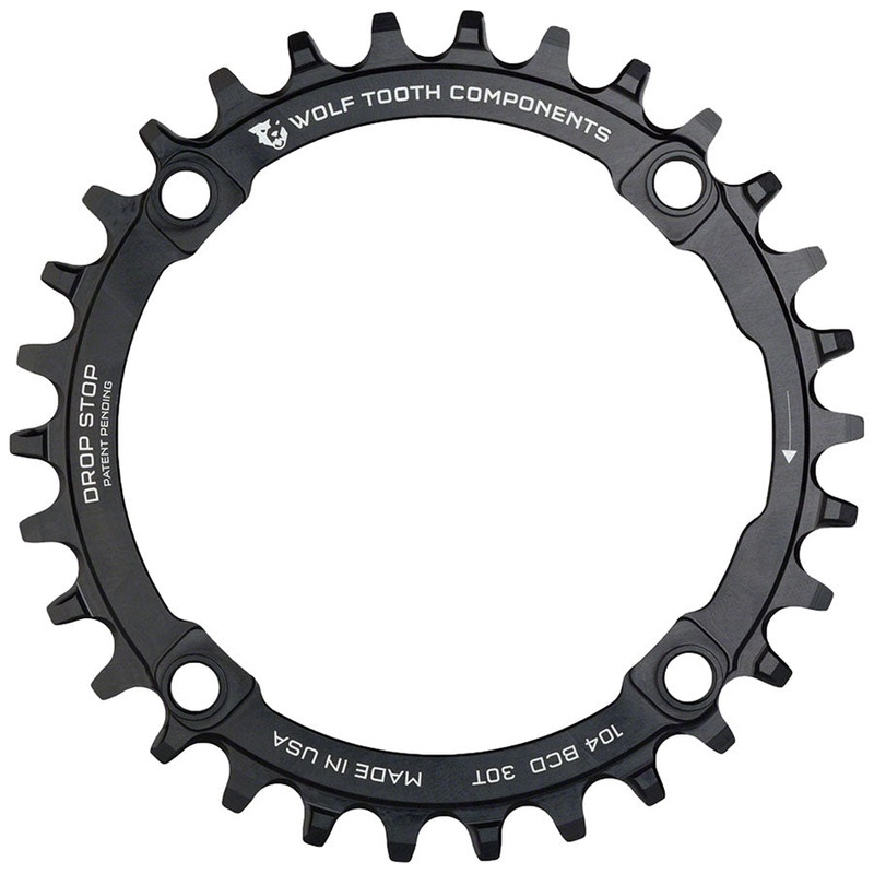 Wolf Tooth 104 BCD Chainring – 30t 104 BCD 4-Bolt Drop-Stop A Black