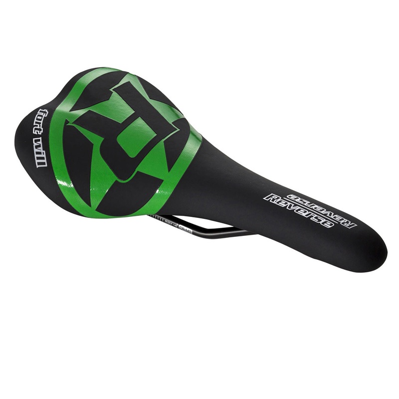Reverse Fort Will Style Bicycle Saddle  Ergonomic Vinyl, CrMo Rails, Lightweight, Versatile for Downhill, Cross Country & Enduro Riding Black/Neon Green