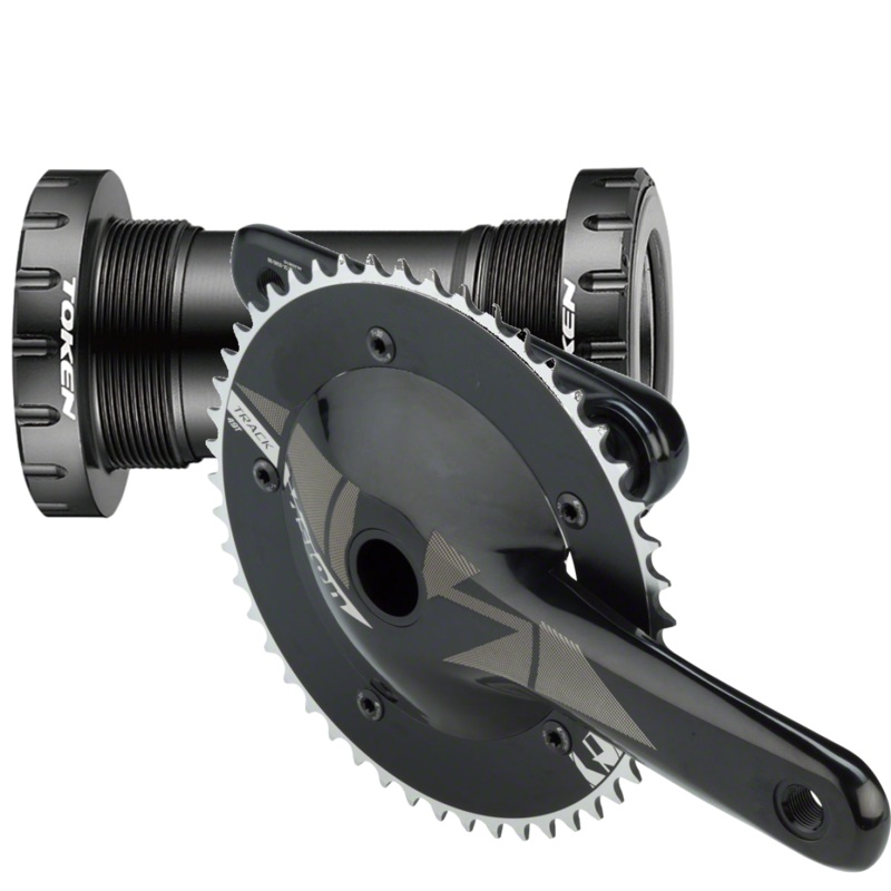 Token BB386BSA Carbon Steel Threaded Bottom Bracket & Vision Track 165mm Single Speed Crankset 386 EVO