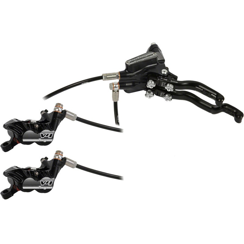 Hope Tech 3 V4 Duo Disc Brake and Lever – Left Hand, Front and Rear, Hydraulic, Post Mount, Black