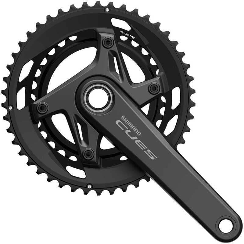 Shimano CUES FC-U6040-2 Crankset – 172.5mm 9/10-Speed 46/32t Asymmetric 110 BCD Hollowtech 2 Crankarms BLK