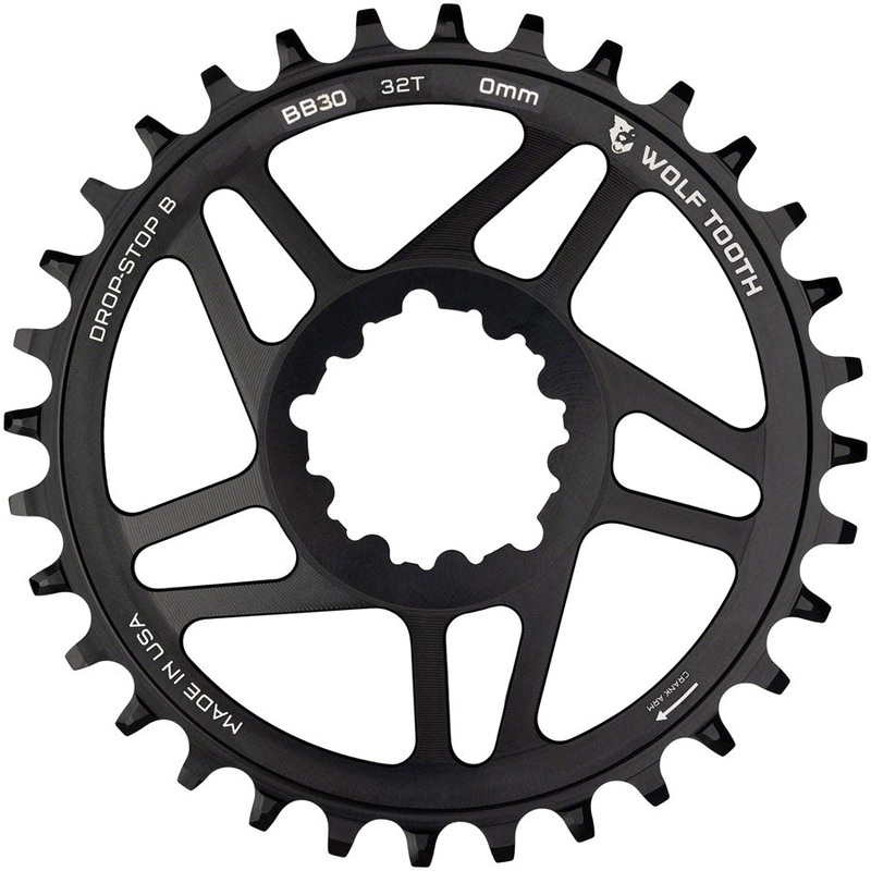 Wolf Tooth Direct Mount Chainring – 32t, SRAM Direct Mount, Drop-Stop B, For BB30 Short Spindle Cranksets, 0mm Offset,