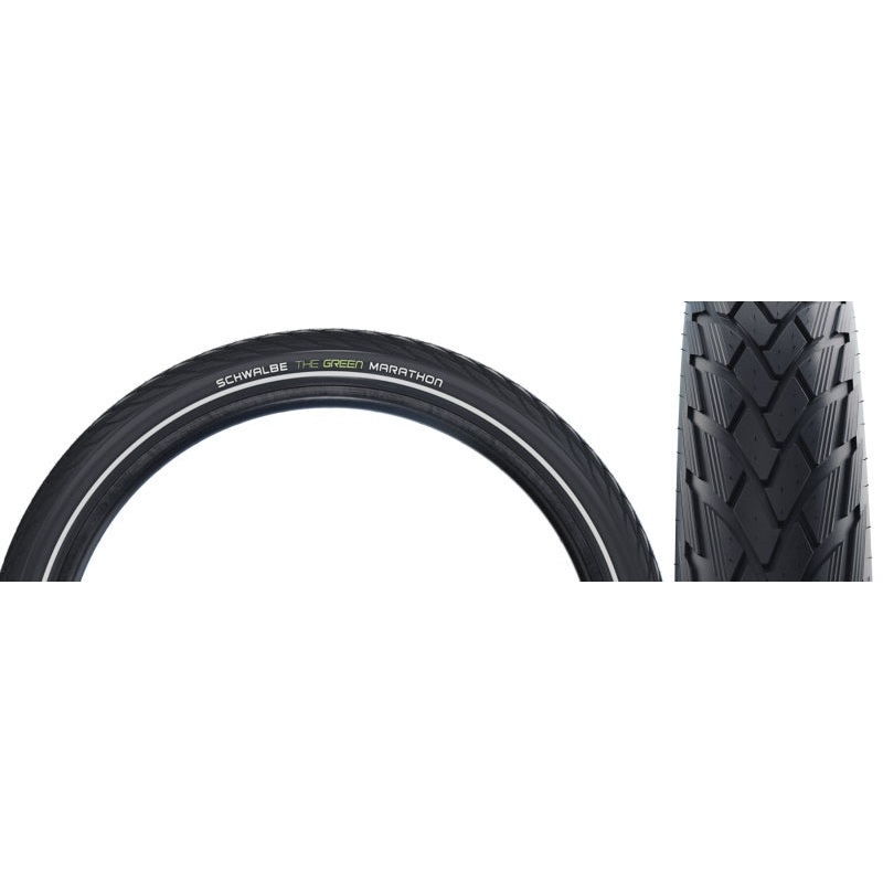 Schwalbe Green Marathon Tire – 700 x 50 Clincher Wire BLK/Reflective Performance Line GreenGuard Addix