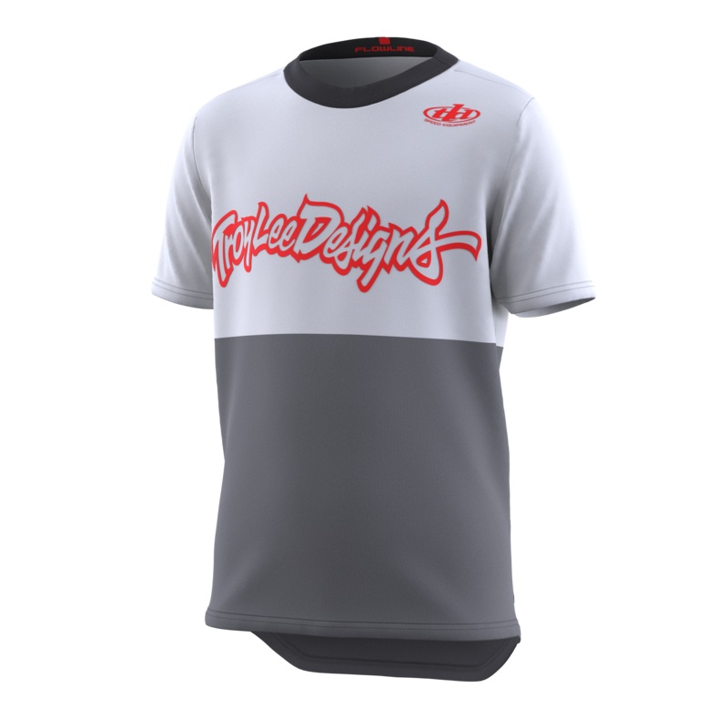Troy Lee Designs Flowline Short Sleeve MTB Jersey – Scripter – Youth – Charcoal – 2023 Charcoal X-Small