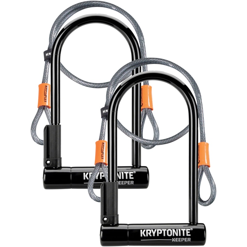 Kryptonite Keeper U-Lock Bundle with 4′ Cable & Bracket Durable Steel Security, Anti-Twist Double Deadbolt, Keyed Lock, Bike Accessories