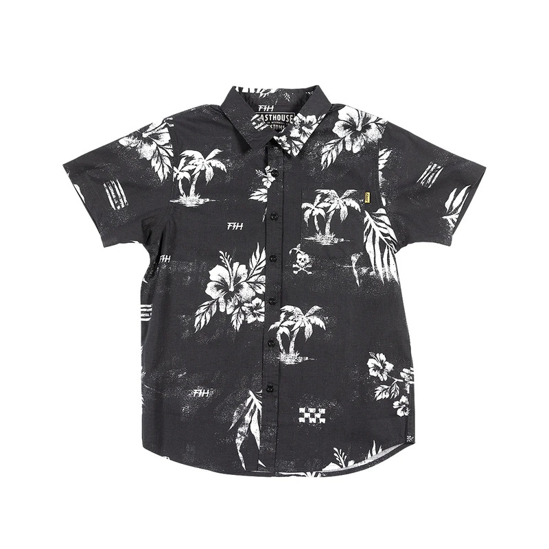 Fasthouse Alani Short Sleeve Button Up Shirt – Youth – Black Black Small