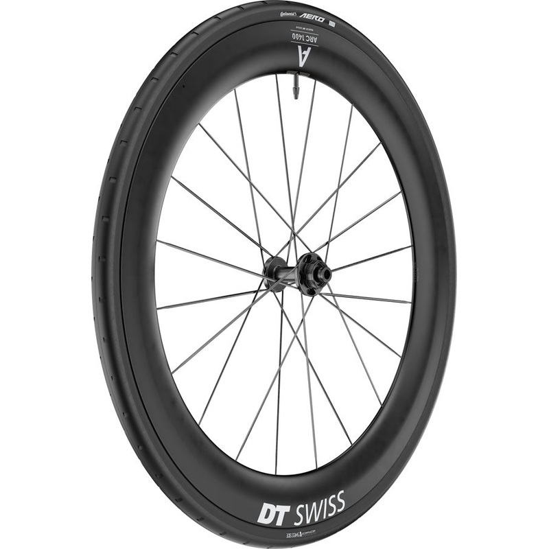 DT Swiss ARC 1400 DiCut 65 Front Wheel – 700, 12 x 100mm, Center-Lock, Black, WTS w/Aero 111 Tire