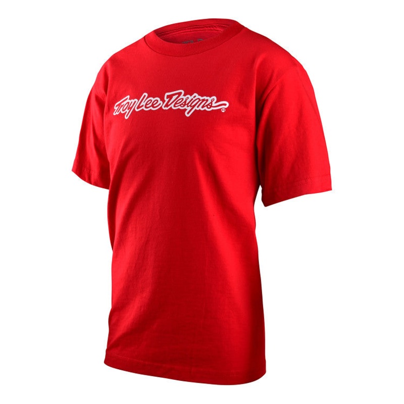 Troy Lee Designs Signature Short Sleeve Tee – Youth – Red Red Small