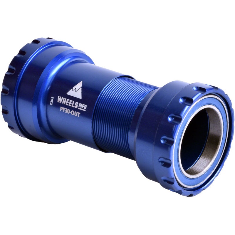 Wheels Manufacturing PF30 Outboard Bottom Bracket – For 30mm Spindle ABEC-3 Bearings PressFit Thread Together Blue