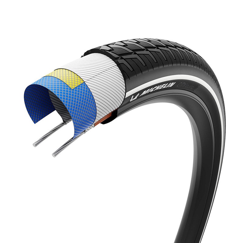 Michelin City Touring Road Tire, 700x35C, Wire, Clincher, MAGI-X, City Shield, 3×62, Black 64724