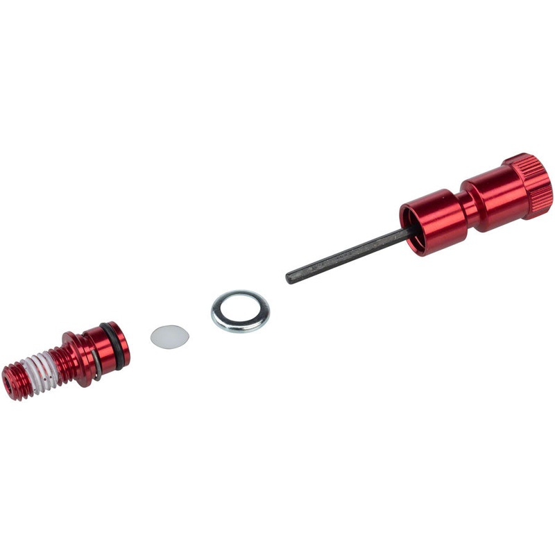 RockShox Rebound Long Adjuster Knob/Bolt Kit (use with some 32mm Maxle lower leg forks), Red
