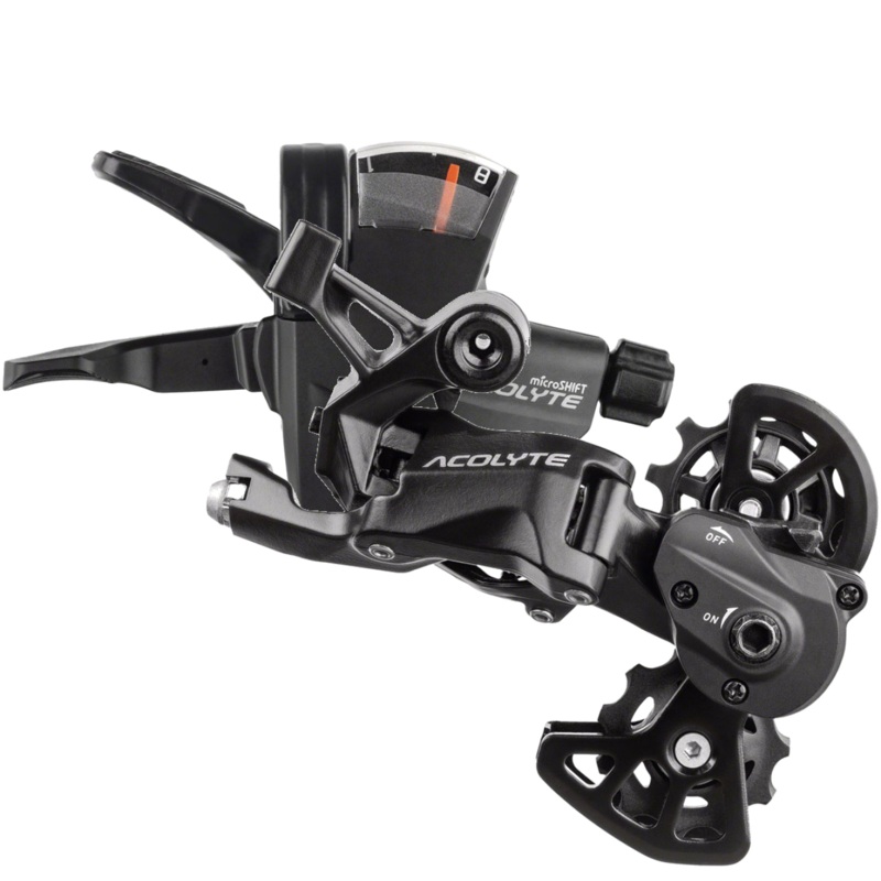 microSHIFT Acolyte 8-Speed Shifter & Super Short Rear Derailleur Bundle Lightweight, Durable Components for Mountain & Trekking Bikes
