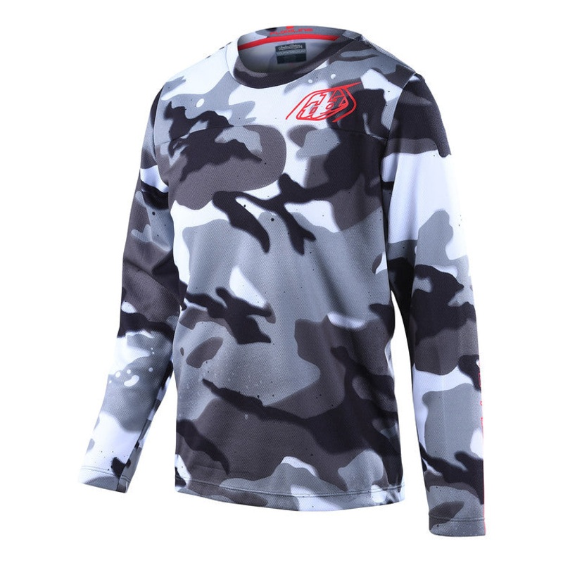 Troy Lee Designs Flowline Long Sleeve MTB Jersey – Youth – Spray Camo – White White X-Small