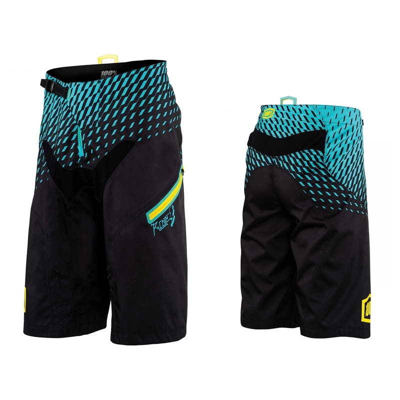 100% R-Core Supra DH Short – Black-Cyan Black – Cyan 32″