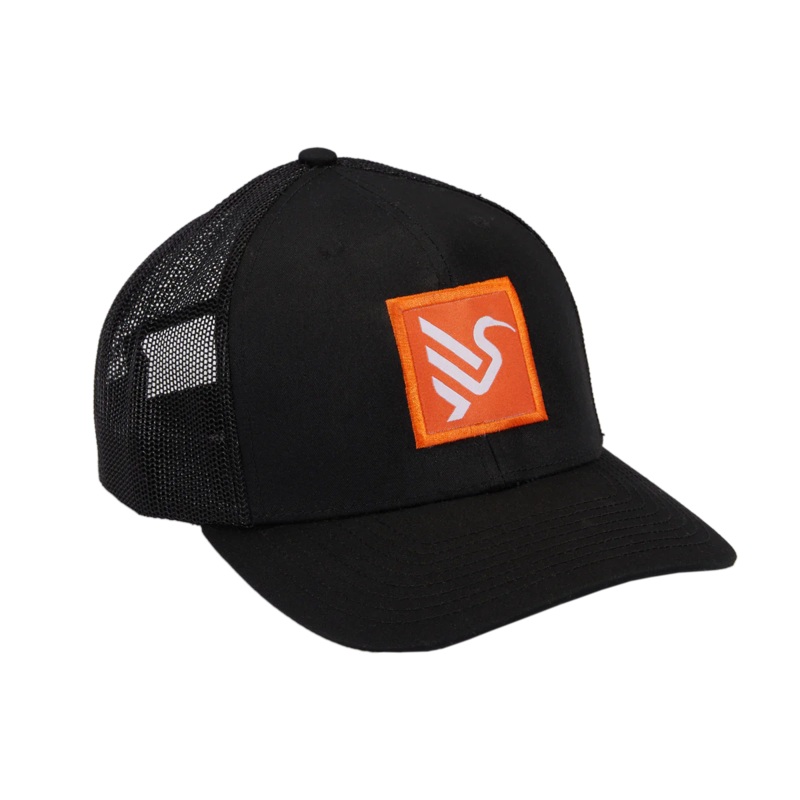 Ibis Trucker Hat – Black-Orange Shield Black – Orange One Size