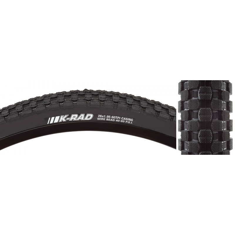 Kenda KRad Sport 26 x 1.95 Clincher Wire TPI 65 Black/Bsk Reflective 212135