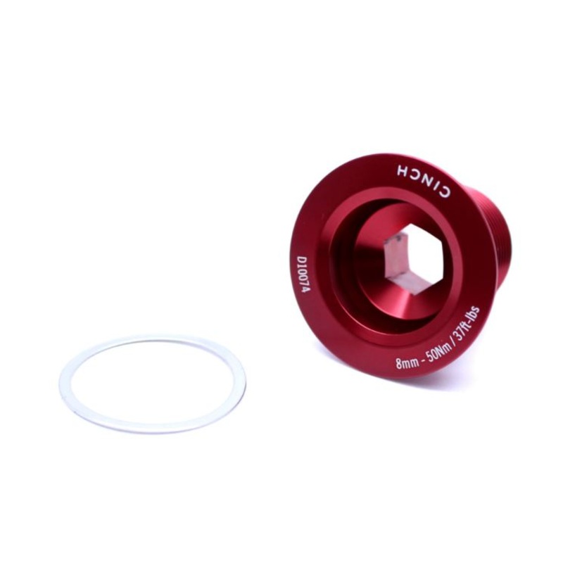 Race Face Cinch Non Drive Side M18 Crank Bolt and Washer – Gloss Red Red