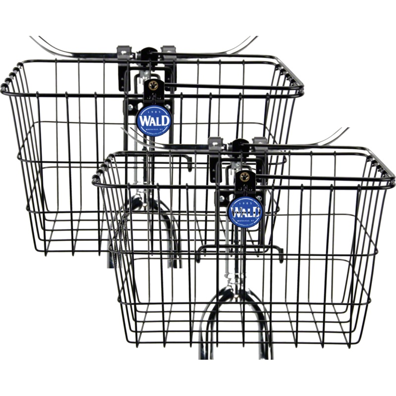 Front Bike Basket Wald 3133 Quick Release Bundle Steel, Bolt-On Mount, Gloss Black, Easy Removal, Fits 7/8″ to 31.8mm Handlebars