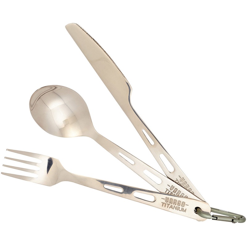 Lightweight Titanium Camping Flatware Set & Spork  Durable, Polished, Ultra-Light Outdoor Eating Utensils for Backpacking & Camping KNIFE SPN SET FRK