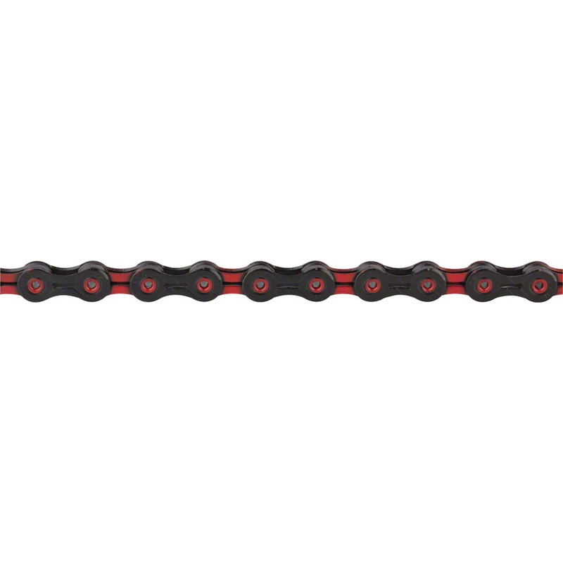 KMC DLC 11 Chain – 11-Speed, 118 Links, Black/Red